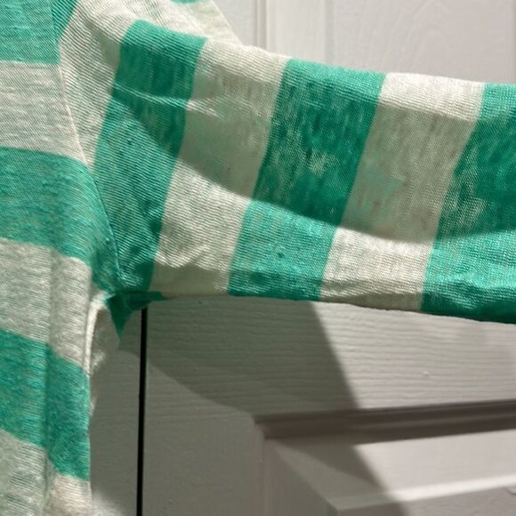 Joie Teal/White lightweight linen striped sweater, Size Large - Picture 6 of 7